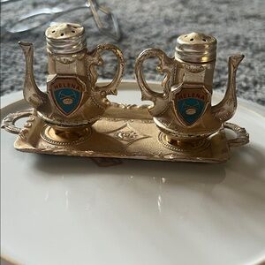 Gold and Blue Helena Salt and Pepper Shakers